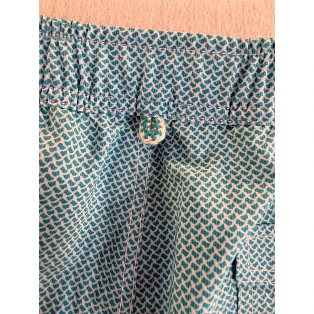 Johnnie-O Mens Blue Teal Gradient Geometric Print Swim Trunks Size M